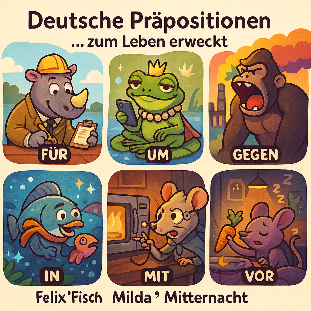 немецкие предлоги по персонажам животным